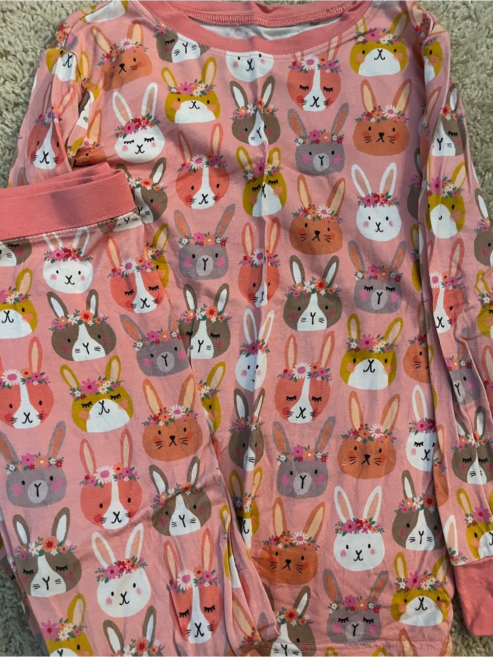 Little Sleepies Boho Bunnies Bamboo Pajama Set, Size 7/8, EUC